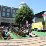 Students watch the famous Wimbledon Open Tennis tournament