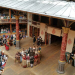 Excel English students watch a Shakespeare play at the Globe Theatre in London