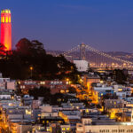 Telegraph Hill with the Coit Tower and Little Italy in San Francisco
